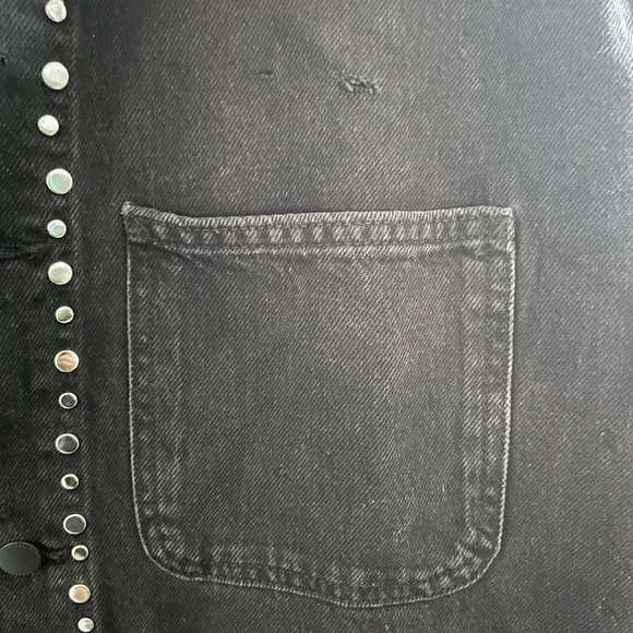 Zara Grunge punk rock Black Denim Jacket with Silver Studs #Modernmideival - Picture 11 of 13